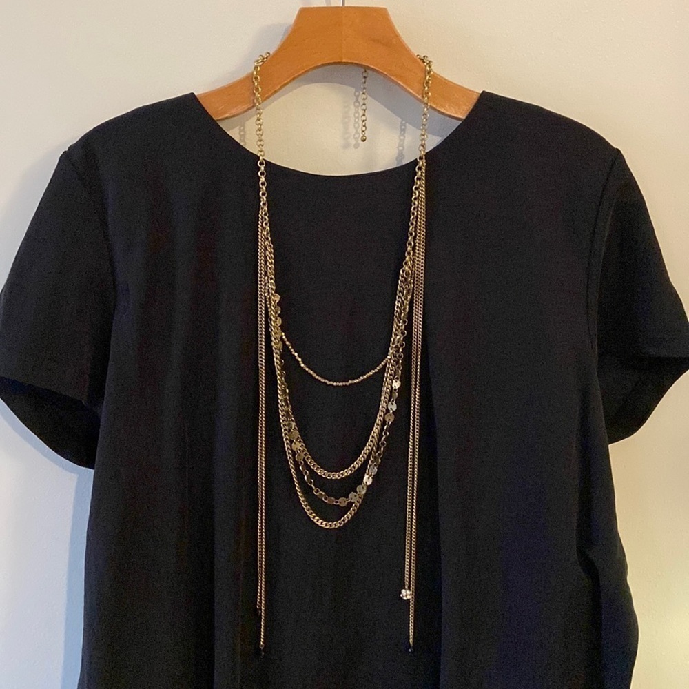 ⭐️Free w/ Purchase! Long Layered Gold Multi-Chain Necklace Rhinestones Beads
